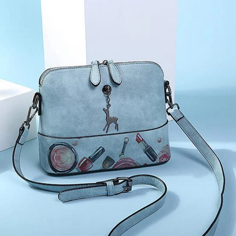 

Bags For Women 2019 Quality PU Leather Soft Women Bag Wild Shoulder Messenger Bag Quilted Shell Bag Lipstick Pendant Cute Deer