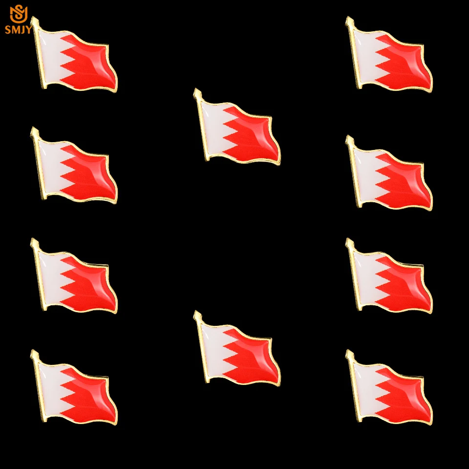 

10PCS Bahrain National Metal Enamel Flag Pin Collectible Suit Lapel Safety Buckle Unisex Pin Badge Brooch Jewelry For Patriots