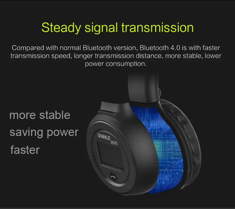 Zealot B570 Hi-Fi стерео бас bluetooth наушники беспроводные наушники Музыкальная гарнитура FM и поддержка SD карта с головка микрофона