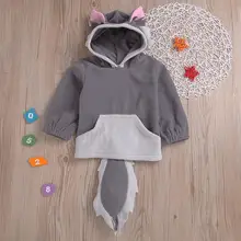 PatPat/Очаровательные толстовки с капюшоном с объемным рисунком лисы и цветными блоками для маленьких детей; дизайн с карманами; сезон весна-осень-зима; с капюшоном и лисьим хвостом