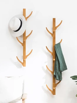 

Hanging Coat Wall Hanger Bedroom Hook Door Behind The Solid Wood Clothes Rack Floor Storage Finishing