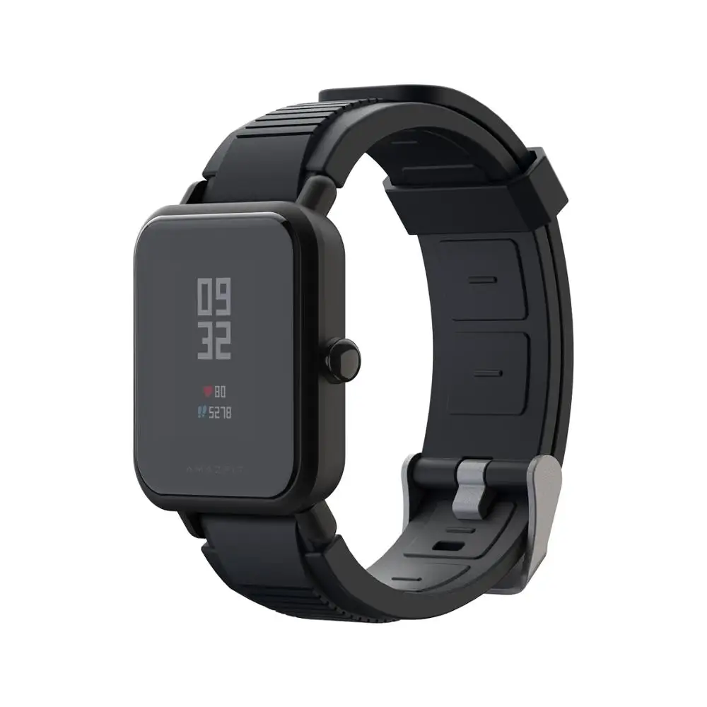 SIKAI ремешок для часов& чехол для Xiaomi Huami Amazfit Bip Youth умные часы в силиконовом корпусе ремешок для смарт-браслета Amazfit Bip часы для ПК чехол для часы Huami - Цвет: Black Strap