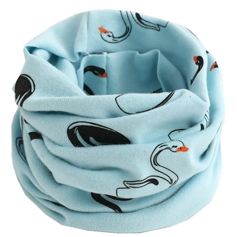 swan light blue Модный хлопковый Детский шарф, повязка на голову для маленьких женщин, шарф с воротником для мальчиков, детский шейный платок, осенне-зимний шарф для маленьких девочек - Цвет: swan light blue