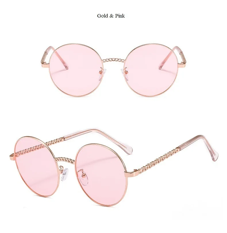 Оправа с цепочкой из сплава, солнцезащитные очки для женщин, металлические полые прозрачные линзы, круглые очки, женские сексуальные солнцезащитные очки, оправа для мужчин