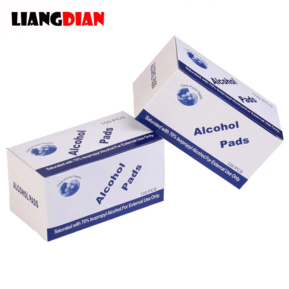 

1 Pack 100pcs/pack Portable Alcohol Swabs Pads Wipes Antiseptic Cleanser Cleaning Sterilization First Aid Home makeup accessory