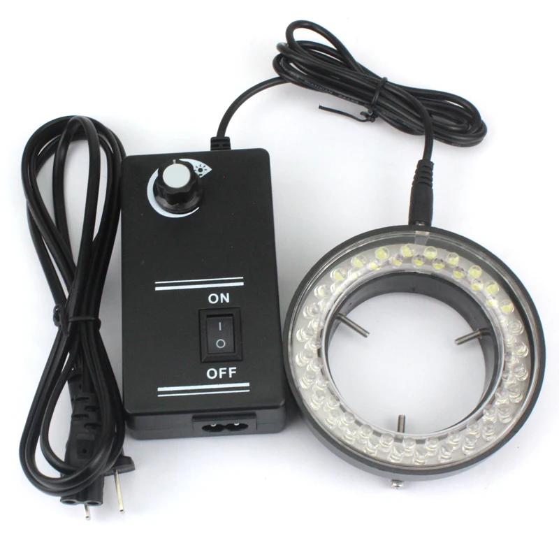Microscope Lamp 56 LED Ring Light illuminator 0-100% Adjustable for Trinocular Stereo Zoom Microscope