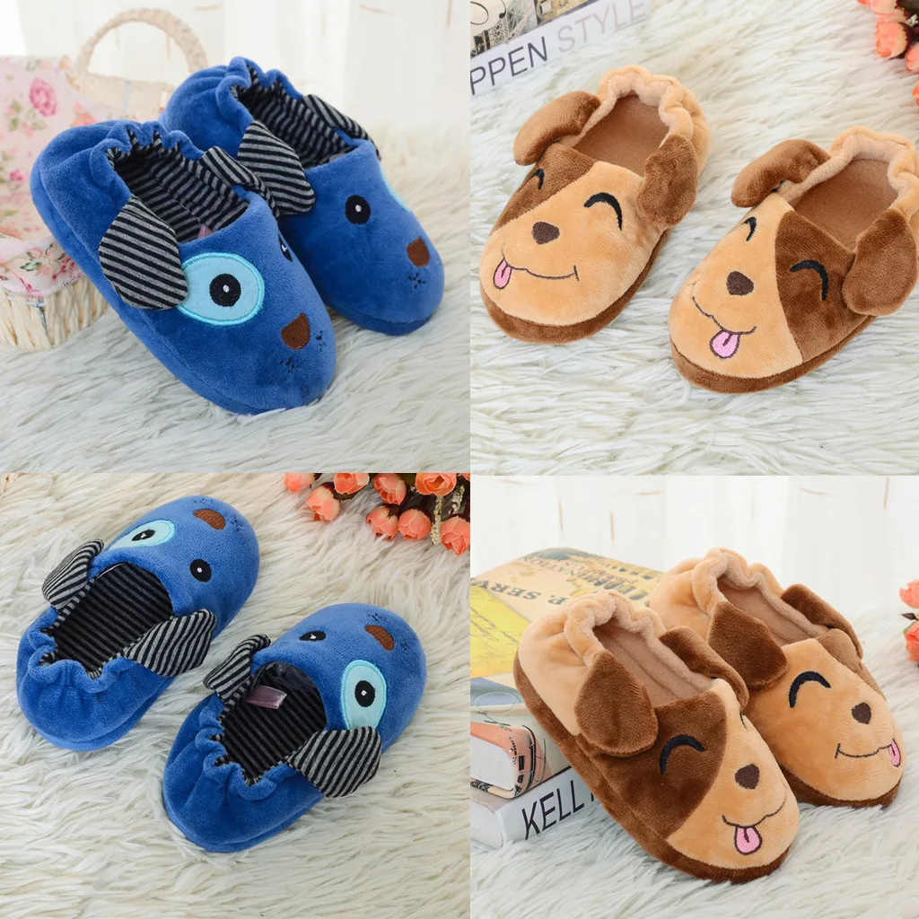 Suihyung/зимняя теплая детская Крытая обувь плюшевые шлепанцы с животными Детская меховая хлопковая обувь с героями мультфильмов пушистые меховые тапочки для мальчиков и девочек
