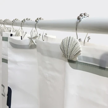 

12 Pcs/pack Bath Curtain Rollerball Shower Curtains Rings Storage Hooks 5 Roller Polished Satin Nickel Ball Curtain Accessories