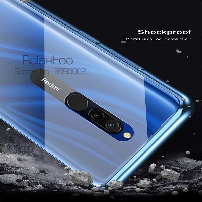 Магнитный чехол для Xiaomi redmi 8A двусторонний металлический бампер из закаленного стекла противоударный чехол для redmi 8 a чехол redmi 8A redmi 8