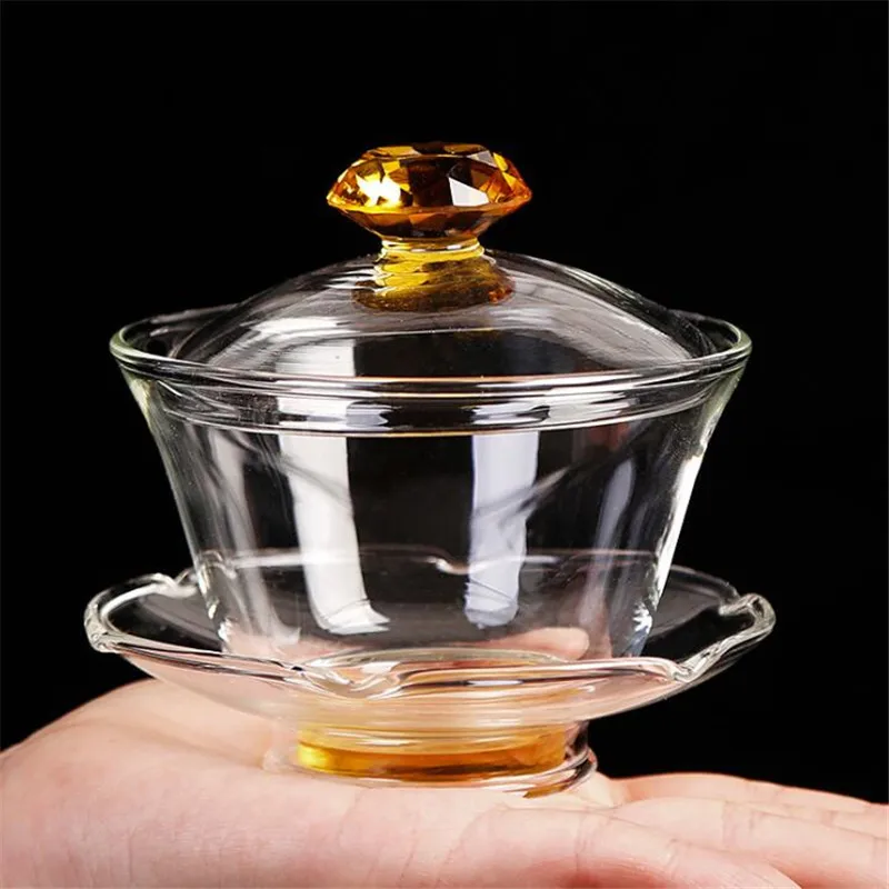 200 мл сапфировое китайское стекло Gaiwan Tie Guan Yin кунг-фу чайная чашка для путешествий