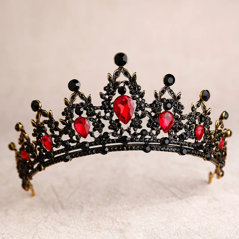 Vintage Black Crown Wedding Tiara Headband Bridal Hair Accessories Prom Princess 