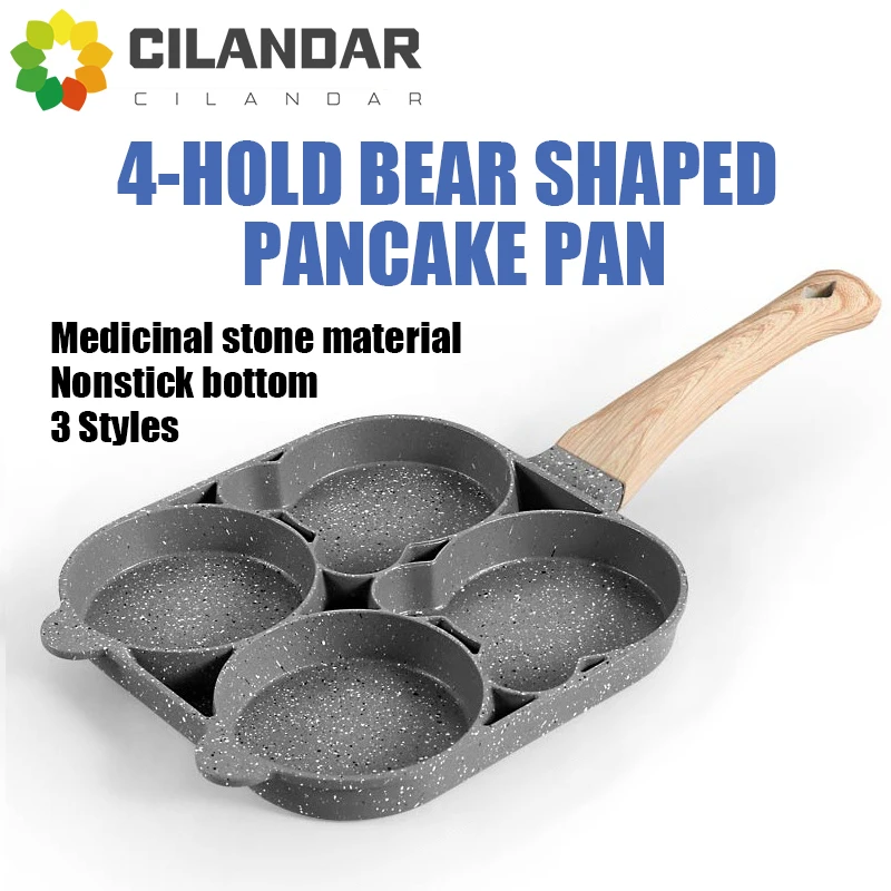 Four-hole Frying Pot Pan Thickened Omelet Pan Non-stick Egg Pancake Steak Pan Cooking Egg Ham Pans Breakfast Maker Cookware hamburger maker non stick flat bottom household frying pan breakfast egg dumpling pan mold separated four holes poached egg pot