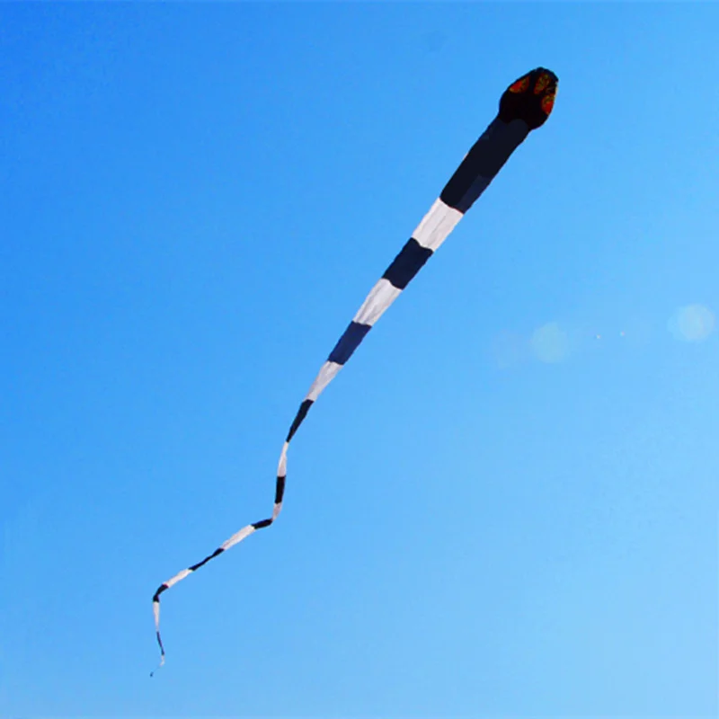 Esportes ao ar Preto Grande Cobra Pipa Macio Única Linha Rasgo Resistente Livre Voando Brinquedo Competição Qualidade Animal 40m 2 linha rasgo resistente pipa esportes ao ar