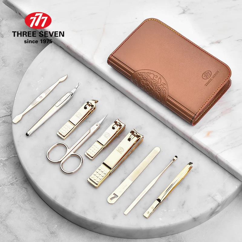 THREE SEVEN/777 14K Gold Plated Nail Clippers Set 9 in 1