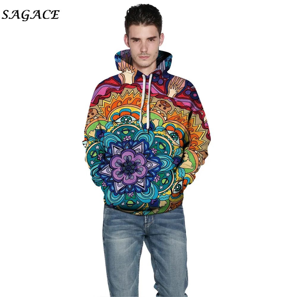 Sagace Clothe Женская и мужская толстовка с капюшоном Зимняя мода Повседневная 3D цветочный принт с длинным рукавом пары толстовки блузка свитшоты