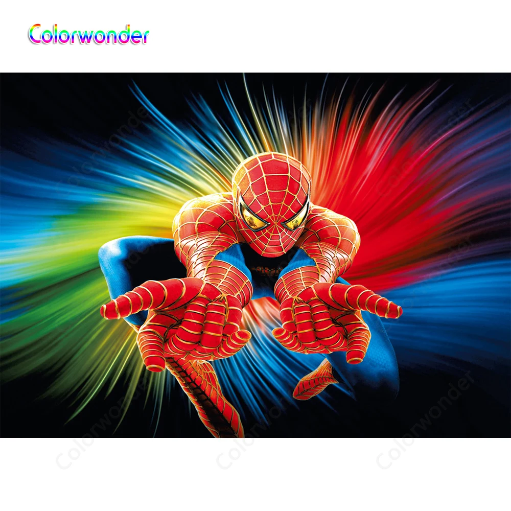 Superhero Theme Photography Spider-man With Cool Gesture Wearing Red And  Blue Suit Colorful Oil Painting Backgrounds Backdrops - Backgrounds -  AliExpress