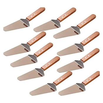 

10 PCS Cake Rack Transfer Triple-Cornered Shovel, Used for Pizza Cake Baking Wooden Handle Wooden Shovel Stainless Steel