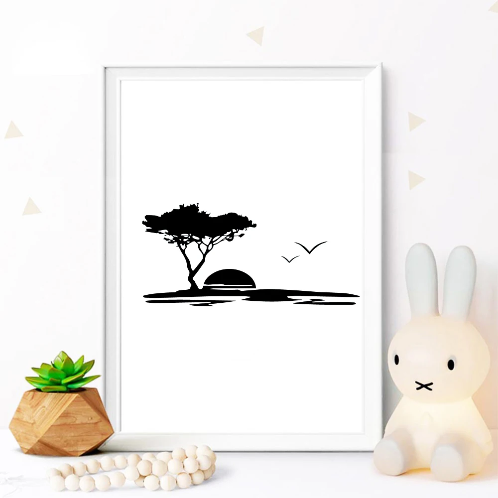 

Kindergarten Room Decoration Branches Cartoon Home Sunset Wall Sticker Vinyl Art Design Poster Mural Home Decor W679