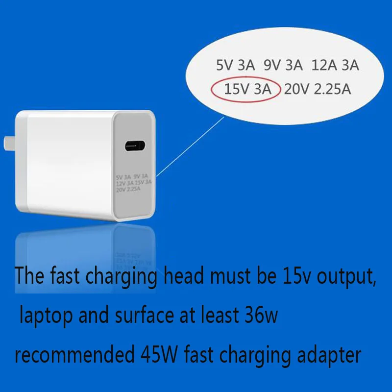 Usb tipo c pd 15v Adaptador de Carregador Conversor Cabo de Carregamento para Microsoft Surface Pro go Livro Laptop 2 - Imagem 6