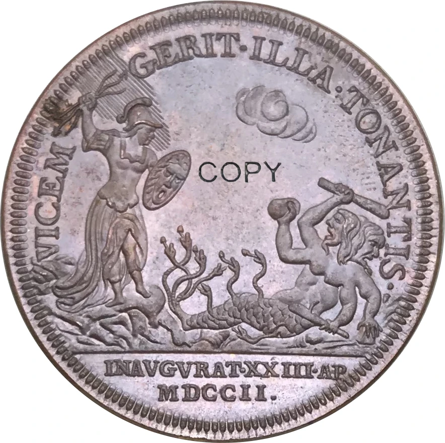 Коронация королевы Великобритании Анны 1702 99% красные медные копии монет