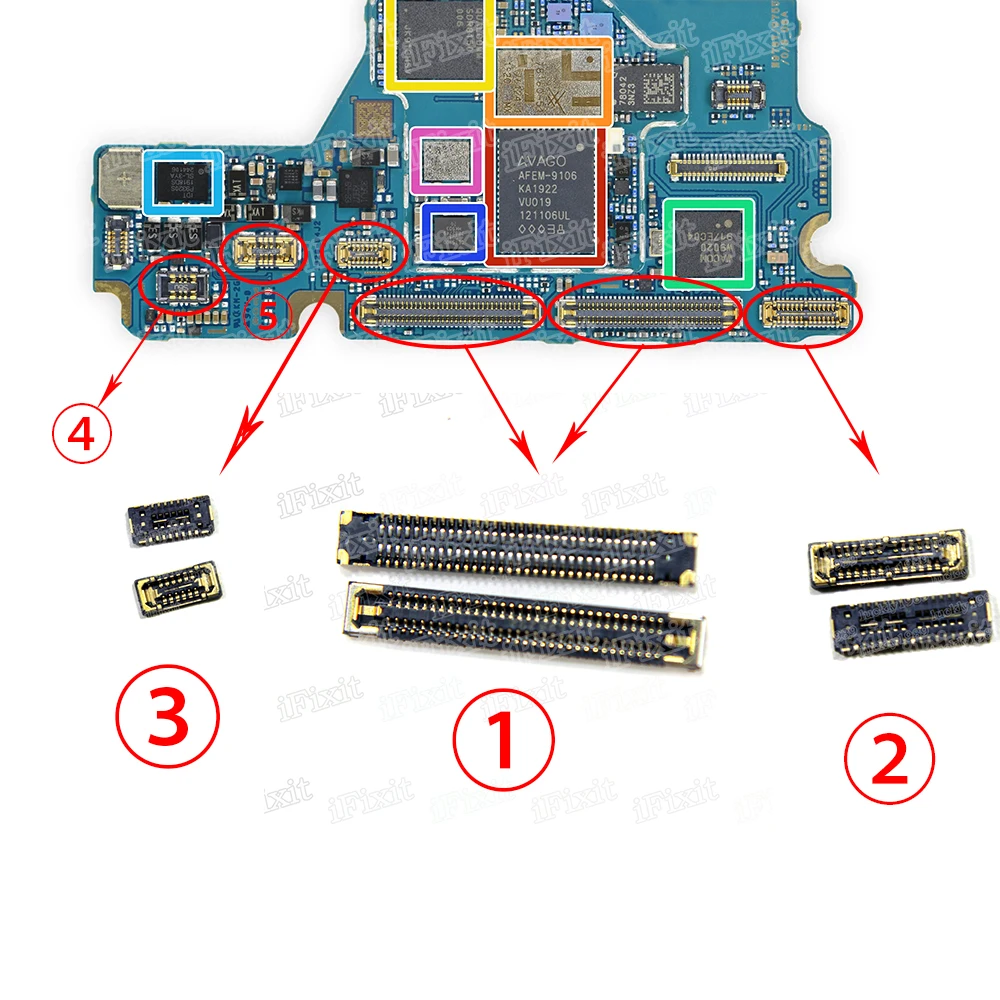 2 шт./лот разъем для ЖК-экрана FPC Разъем аккумулятора USB-разъем платы Samsung Galaxy Note 10