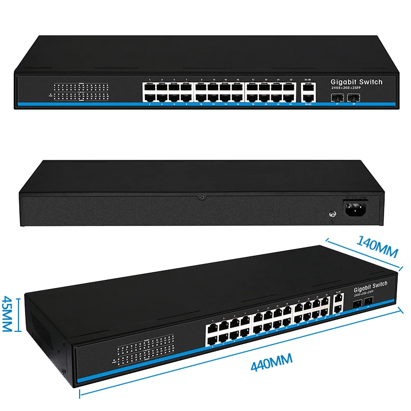 16 портов 24 порта RJ45 Gigabit Ethernet коммутатор lan коммутатор ethernet коммутатор с 2 гигабитными SFP для ip-камеры AP беспроводной