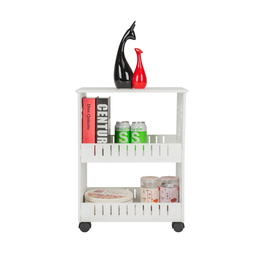 

Simple Portable Multi-function Removable PVC Mid Size Coffee Tea Table White With Cabinet Locker 4 Wheels