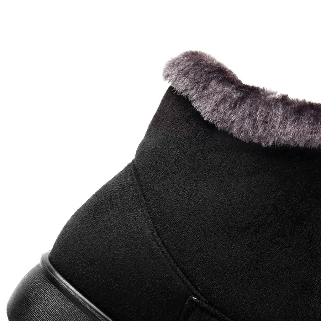 SAGACE Women Short Snow Boots Winter Warm Faux Fur Ladies Solid Flock Button Fashion Round Toe Ankle Boot Female Footwear Shoes