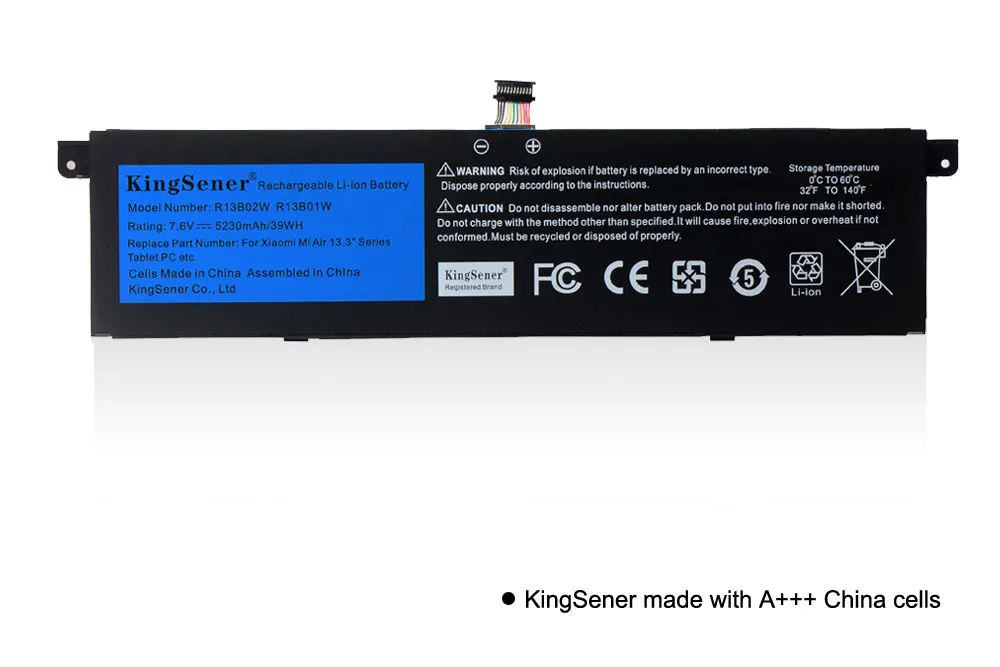Kingsener 7,6 V 5230mAh R13B01W R13B02W Аккумулятор для ноутбука для Xiaomi Mi Air 13," серии планшетных ПК 39WH