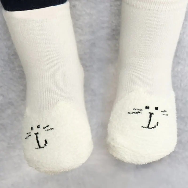 

Non-slip Baby Socks Autumn Winter Coral Fleece Socks Animals Printed Thicken Warm Toddler Boy Girls Floor Socks Infant Sock
