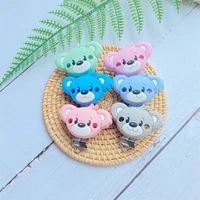 10PCS Bear Silicone Pacifier Clip DIY Baby Teething Teether Necklace Bead Tool Nurs Gift Round Heart Accessories 2