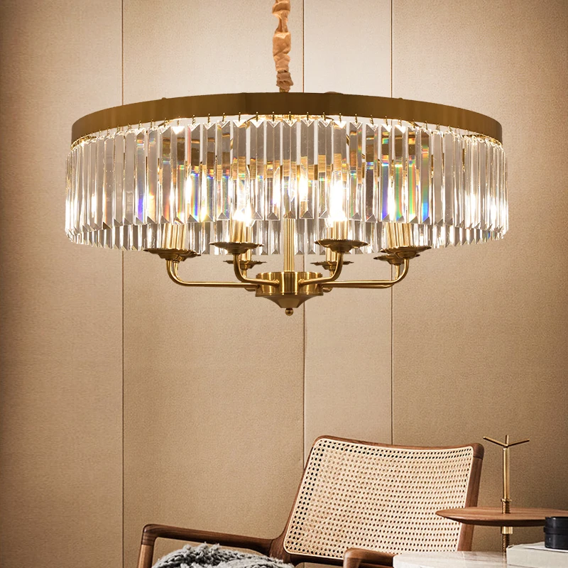 

Post-Modern Crystal Chandelier Simple Creative Personality Iron Bronze Home Living Room Dining Room Bedroom Lamps