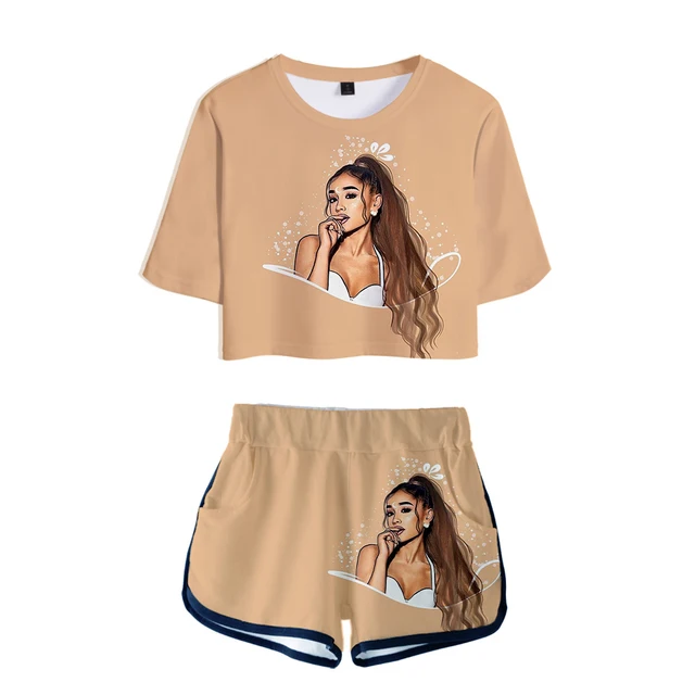 Conjunto de dos piezas pantalones cortos Ariana Grande camiseta 3D mujeres  conjuntos encantador Rocío ombligo Tops y pantalones cortos puede se vende  en una sola pieza _ - AliExpress Mobile