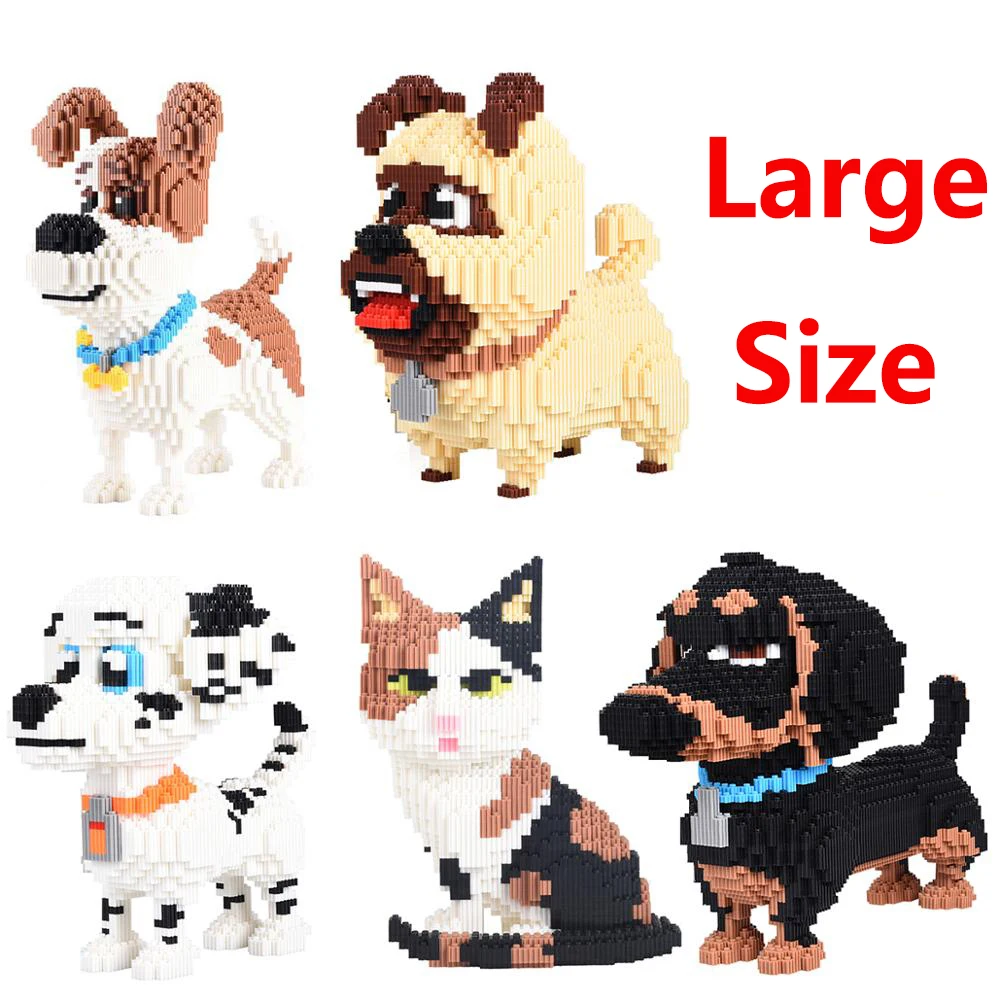 

Animal Pet Dog Cat Large Size Large Particle Model Toys Set Classic Education Toys For Children