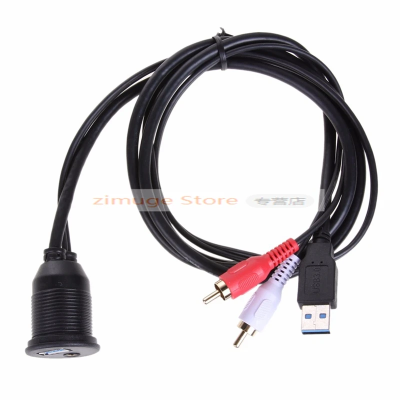 Автомобильный аудио-кабель для подключения данных USB3.0 и 2 RCA штекер USB3.0 и аудио Женский AUX кабель-удлинитель
