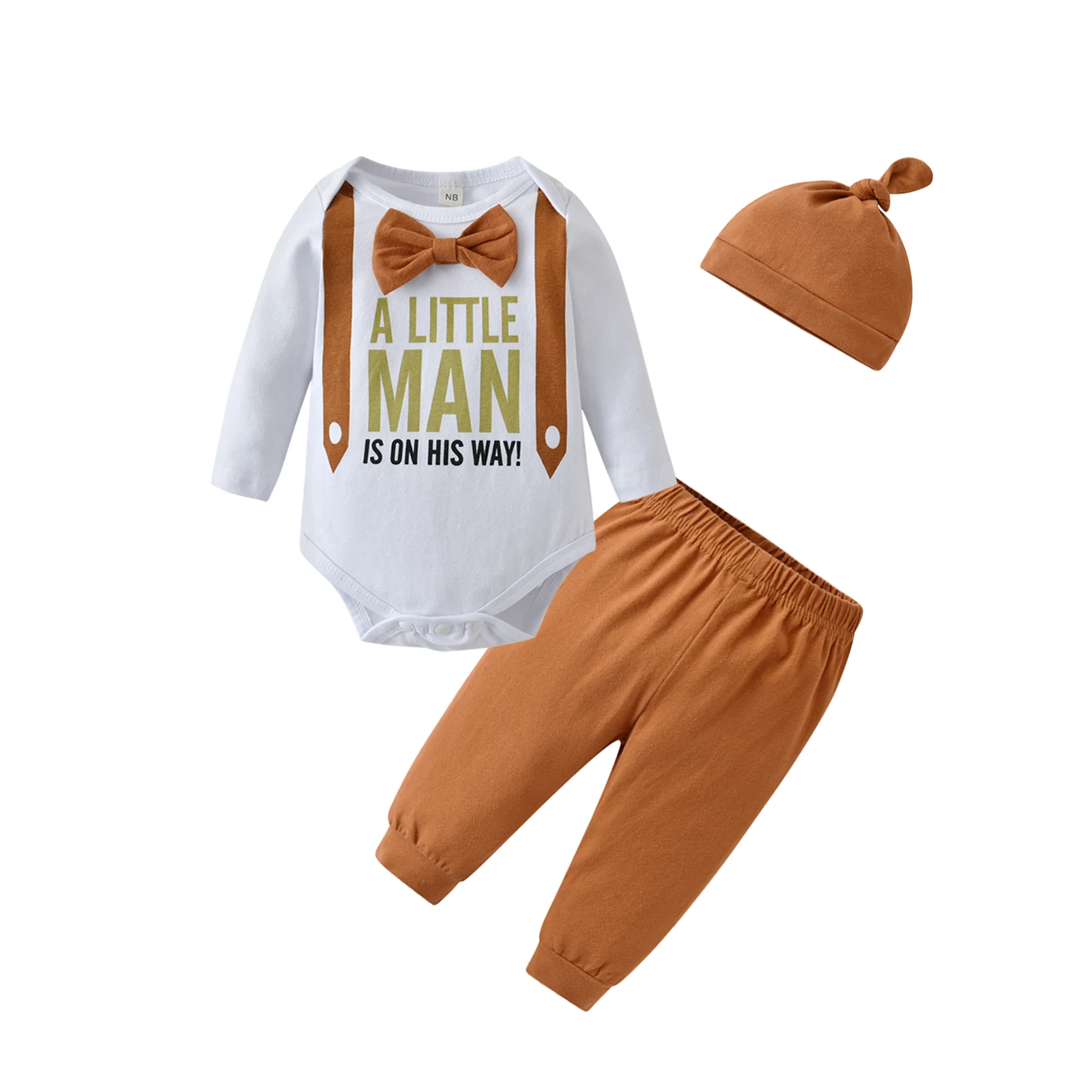 Newborn Baby Boys Clothes Set Letter Printed Bowtie Romper Bodysuit