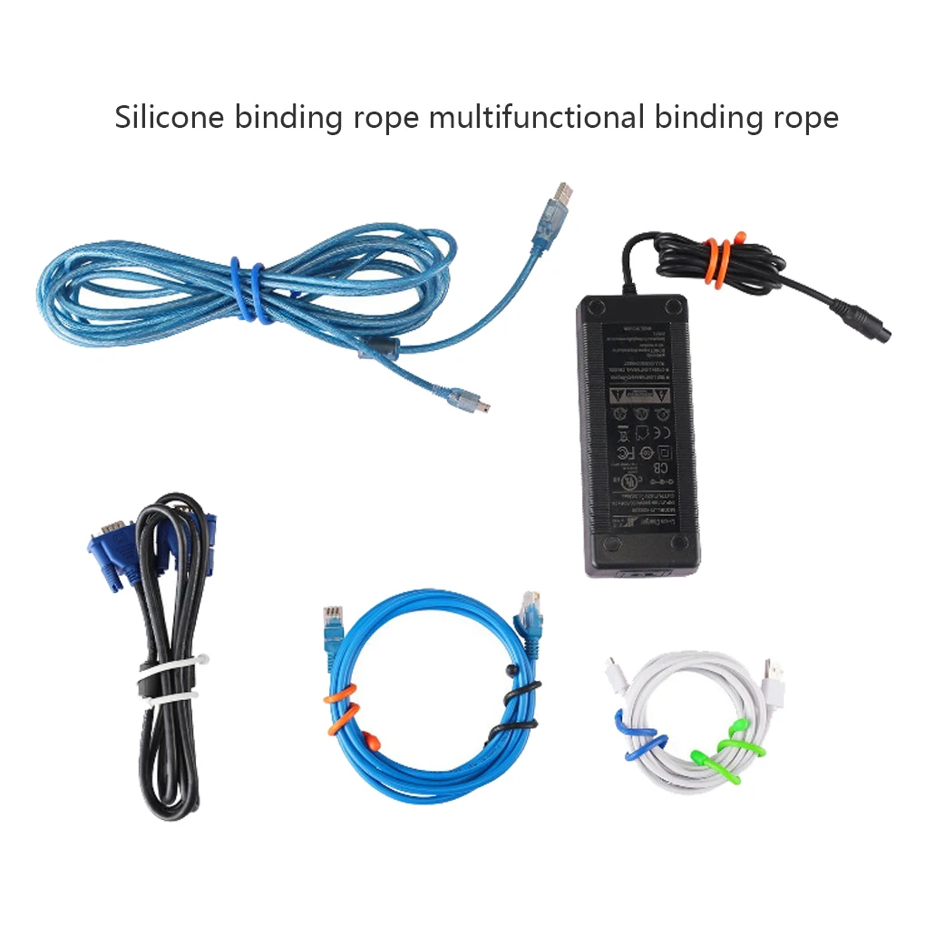 18pcs Silicone Binding Rope Solid String Outdoor Multi-function Tie Strap Reusable Organizer Cord