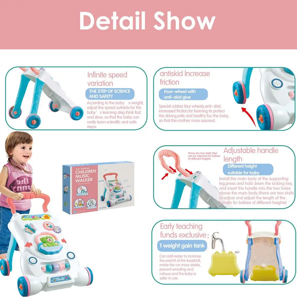 High Quality Baby Walker Toddler Stroller Sit-To-Stand Abs Musical Walker With Adjustable Screw For Child'S Early Learning Toy Gift 16 High Quality Baby Walker Toddler Stroller Sit-To-Stand Abs Musical Walker With Adjustable Screw For Child'S Early Learning Toy Gift