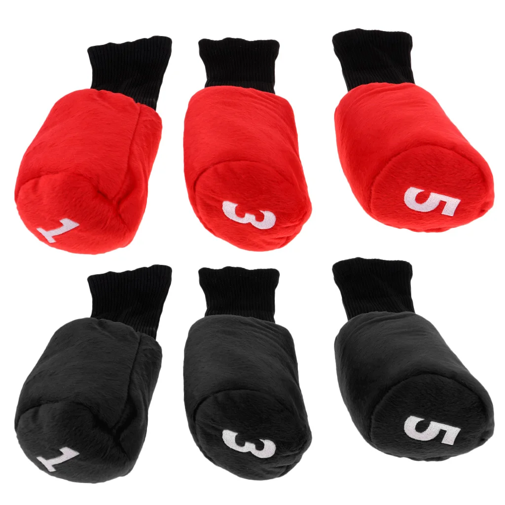 3 Pcs Durable Lightweight Golf Head Black Red Cover Accessories Headcover Protector for Driver Fairway Wood Head Dropshipping