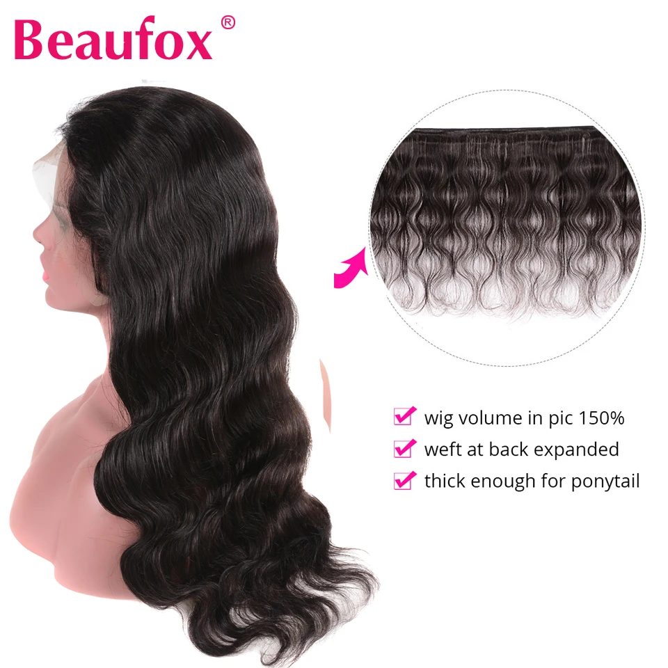 Парики Beaufox из человеческих волос на сетке спереди для чернокожих женщин