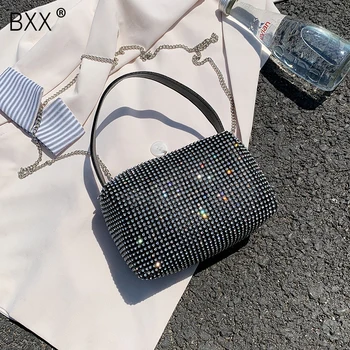 

[BXX] PU Leather Diamonds Chain Crossbody Shoulder Bags For Women 2020 Spring Party Clutch Handbags Lady Cross Body Bag HM372
