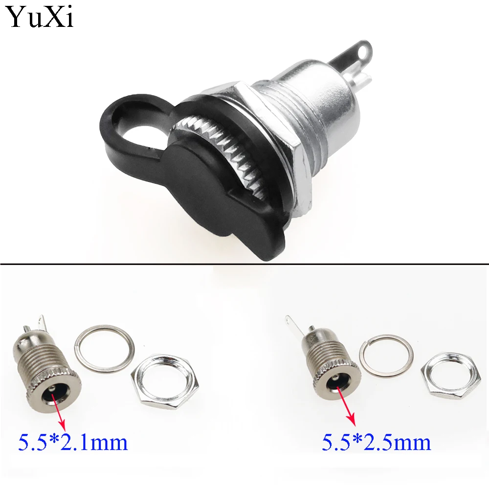 

YuXi 5.5 mm x 2.1mm DC Power Jack Socket Female Panel Mount Connector metal 5.5*2.1 5.5*2.5