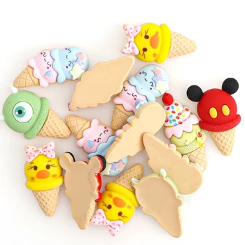 

5/10 Pcs Ice Cream Shape Resin Flat Back Scrapbook Jewelry Fairy Tale Style Kids Toys Home Accessories Small Ornaments