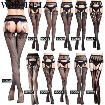 

WEPBEL Women's Sexy Lingerie Hollow Stockings Jacquard Pants Leggings Fishnet Stockings