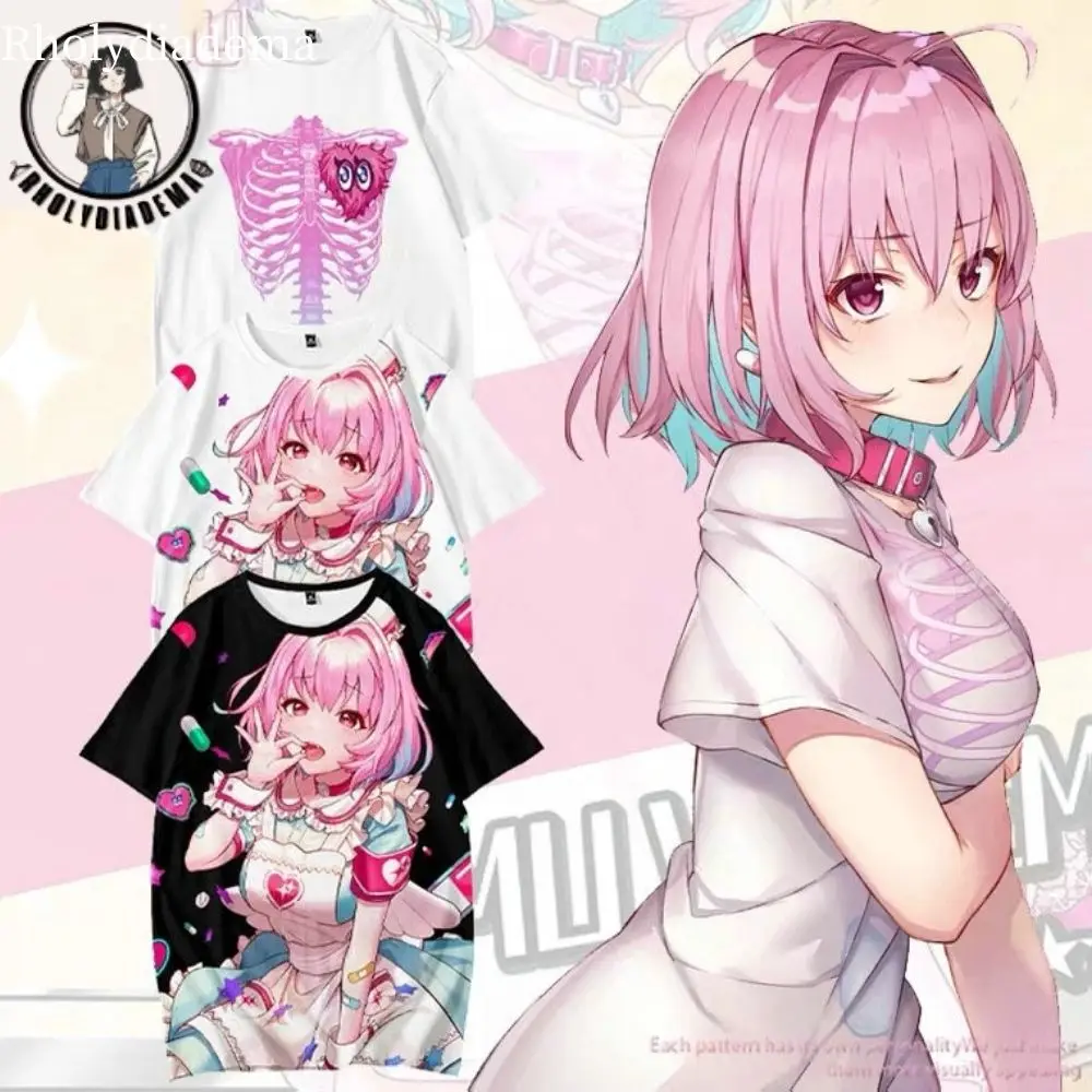 

Футболка Yumemi риаму с коротким рукавом и 3D-принтом, новинка, летняя популярная японская игровая уличная одежда с круглым вырезом и короткими рукавами