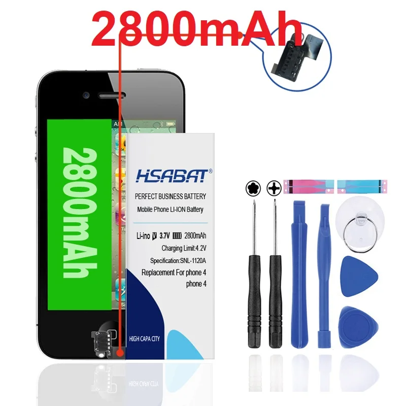 

HSABAT 2800mAh Battery for iPhone 4 Battery Use for iPhone4 Battery for iPhone 4g Battery free Shipping tools+Sticker