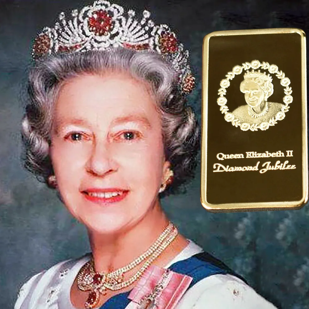 Золотая монета королева елизания II покрытая металлом памятная для коллекции с старшей подарочной коробкой