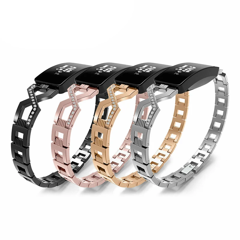 Ремешок для часов из нержавеющей стали для Fitbit inspire/inspire HR замена Алмазный металлический ремешок полый Браслет для Fitbit inspire