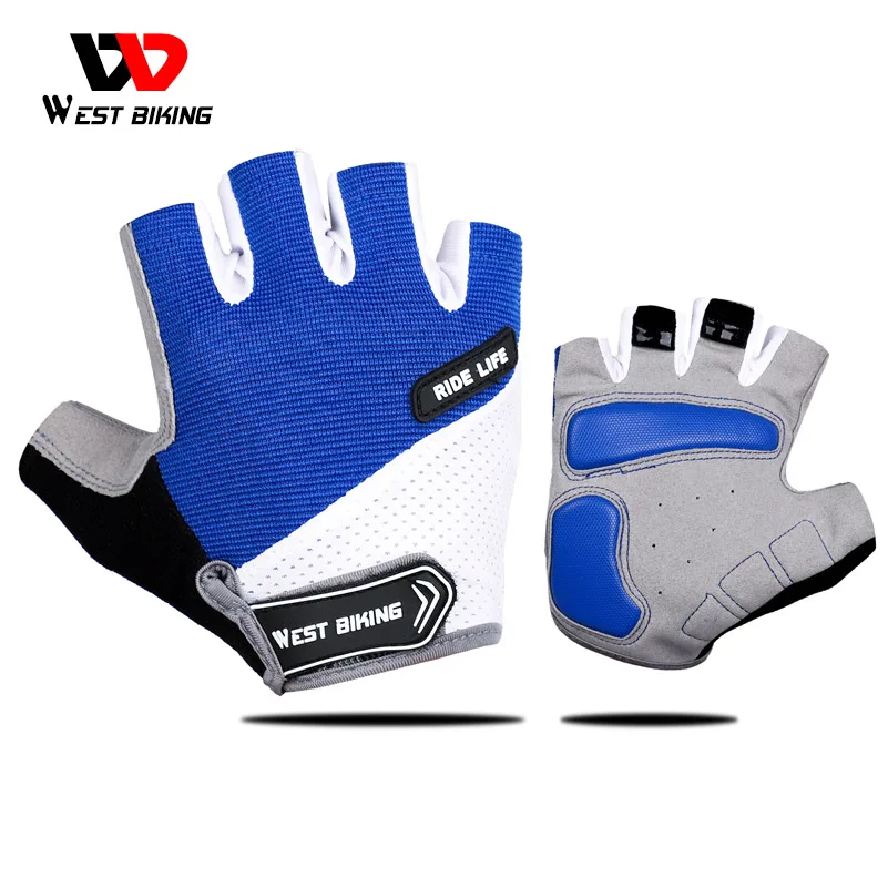 WEST BIKING-guantes de medio dedo para ciclismo, almohadilla transpirable para deportes al aire libre, ciclismo de montaña