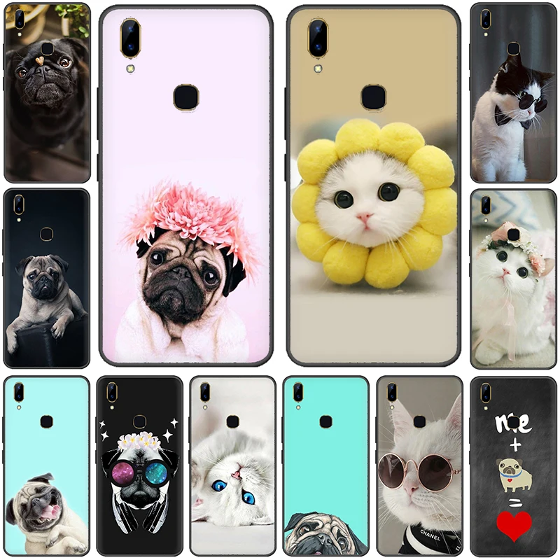 Мопс милый кот с рисунком очков очки чехол для телефона VIVO Y81 Y67 Y75 Y78 Y89 V11 V15 Pro Y17 Y69